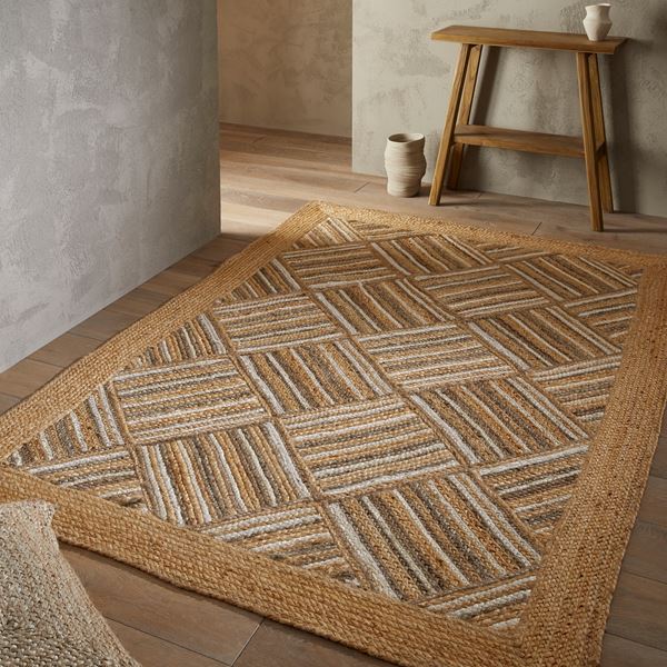 Naturals Squares Jute & Cotton Flatweave - Natural